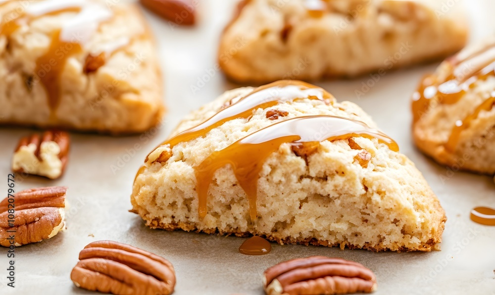 Glazed caramel pecan scones ,Generative AI Glazed caramel pecan scones ,Generative AI