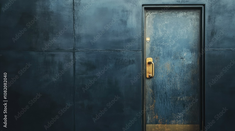 Metal door frame on a fire door with open handle, capturing safety features and strength. Metal door frame on a fire door with open handle, capturing safety features and strength.
