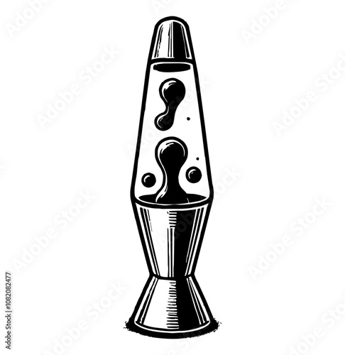 lava lamp engraving black and white outline