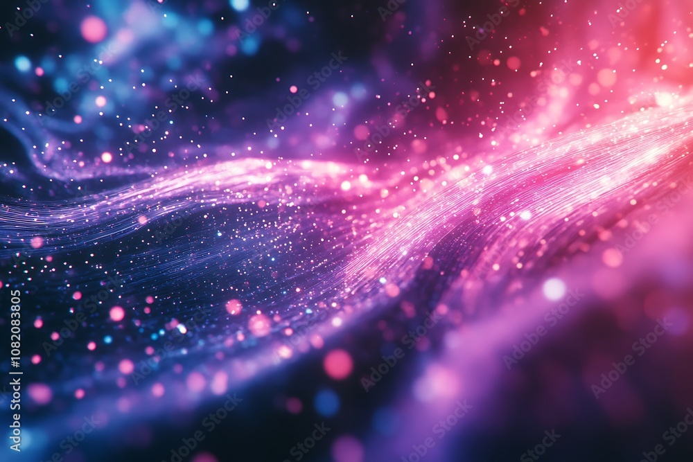 Fototapeta premium Vibrant Fiber Optic Light Trail in Purple and Blue 