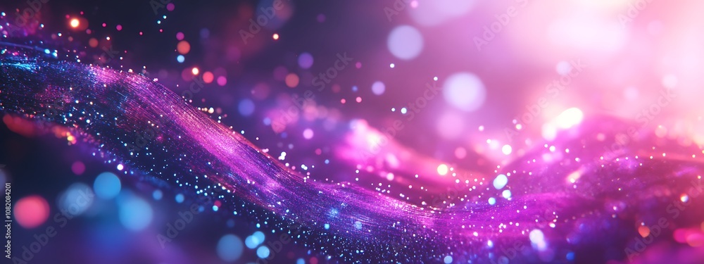 Fototapeta premium Vibrant Fiber Optic Light Trail in Purple and Blue