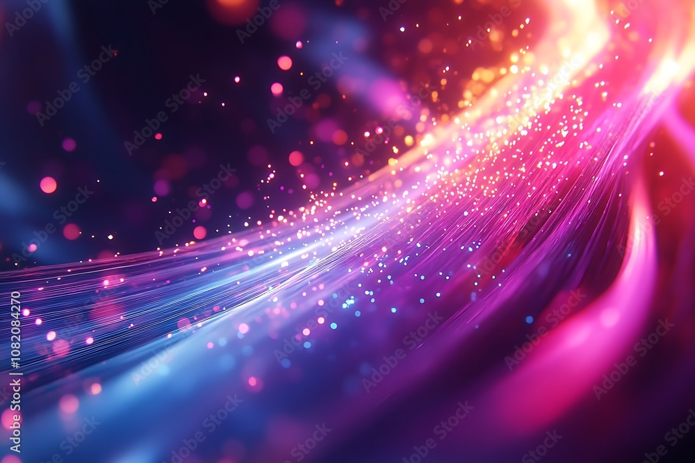 Fototapeta premium Vibrant Fiber Optic Light Trail in Purple and Blue