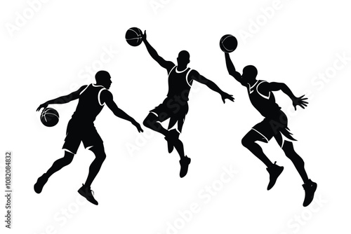 Basketball Player Silhouette Vector Illustration - Dynamic Sports Icon for Athletic Motion, Dunking, and Competitive Game Art