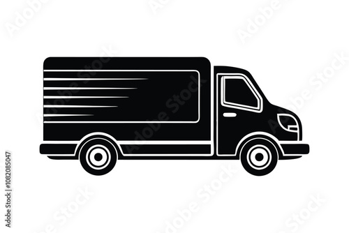 Fast Delivery Truck Vector Illustration - Shipping, Transport, Logistic Service, Cargo Silhouette, Minimal Outline Design photo