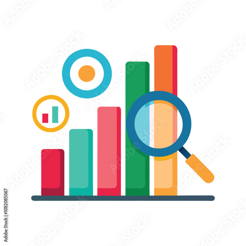 Modern Data Analytics Vector Illustration - Business Technology, Charts, Graphs, Digital Insights, Minimal Infographic Design photo