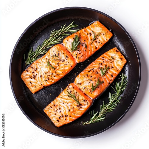 Raw salmon pieces for Teppanyaki with Teppan-Yaki, Hibachi Grill Ingredients for Frying on Teppan photo