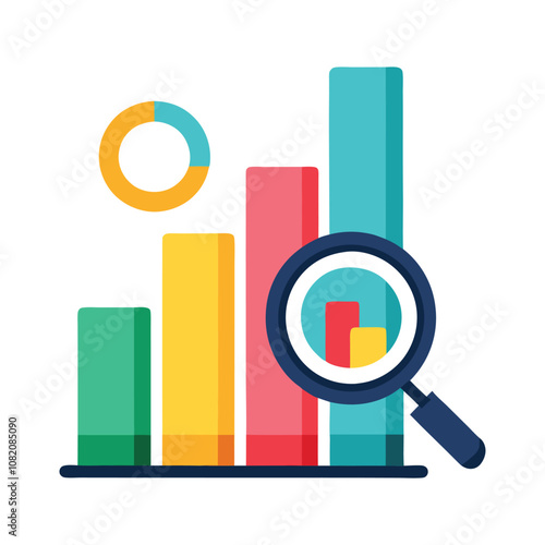 Modern Data Analytics Vector Illustration - Business Technology, Charts, Graphs, Digital Insights, Minimal Infographic Design photo