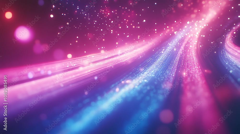 Fototapeta premium Vibrant Fiber Optic Light Trail in Purple and Blue