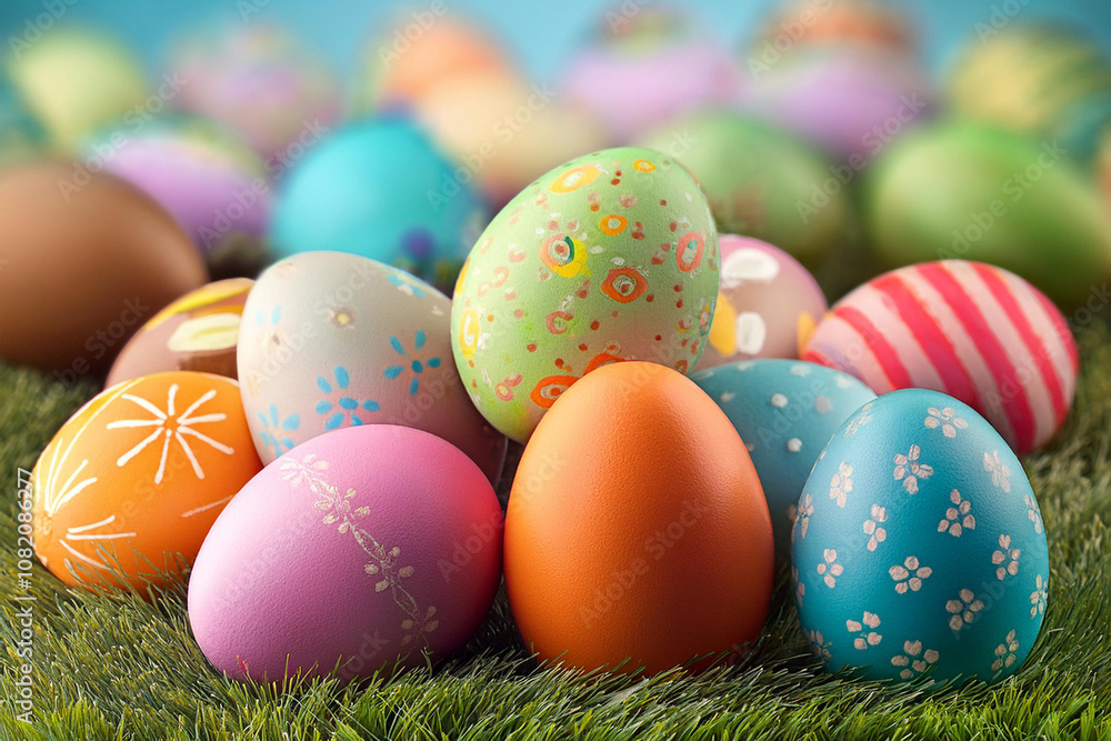 easter eggs in grass easter eggs in grass