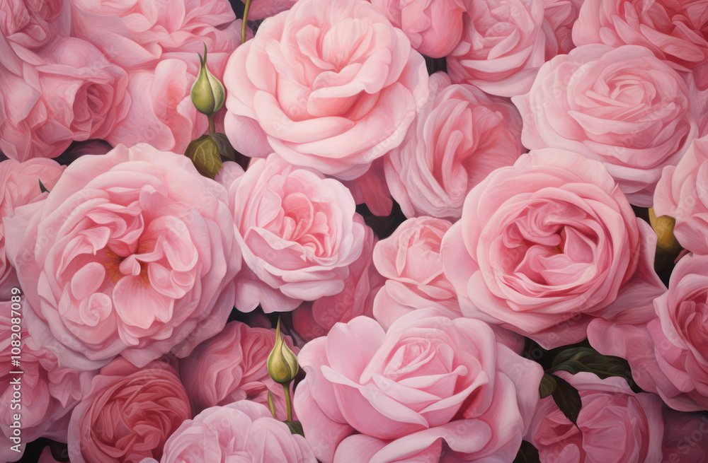 A close-up shot of pink and white roses in full bloom, creating a romantic and elegant atmosphere. A close-up shot of pink and white roses in full bloom, creating a romantic and elegant atmosphere.