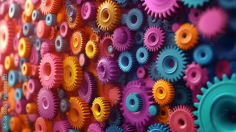 3D Illustration - Colorful Gears Abstract Background 3D Illustration - Colorful Gears Abstract Background