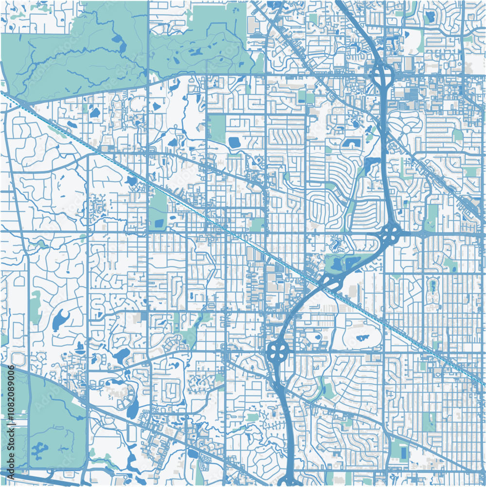 Map of Palatine in Illinois in a professional blue style. Contains layered vector with roads water, parks, etc. Map of Palatine in Illinois in a professional blue style. Contains layered vector with roads water, parks, etc.