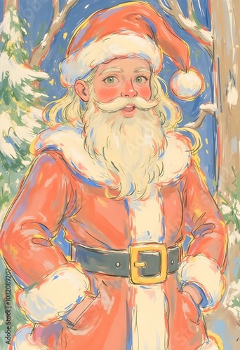 Santa Claus portrait. Colorful painting.