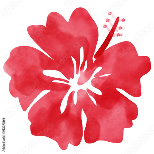 Hibiscus flower silhouettes red Gradient watercolor photo