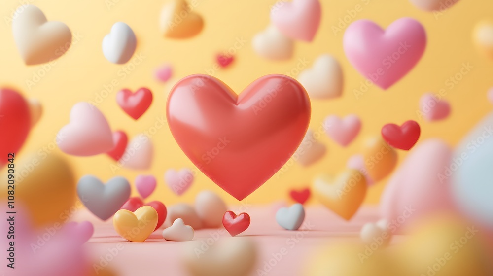 3d floating heart icon for social media background, Valentine Day theme. 3d rendering 3d floating heart icon for social media background, Valentine Day theme. 3d rendering