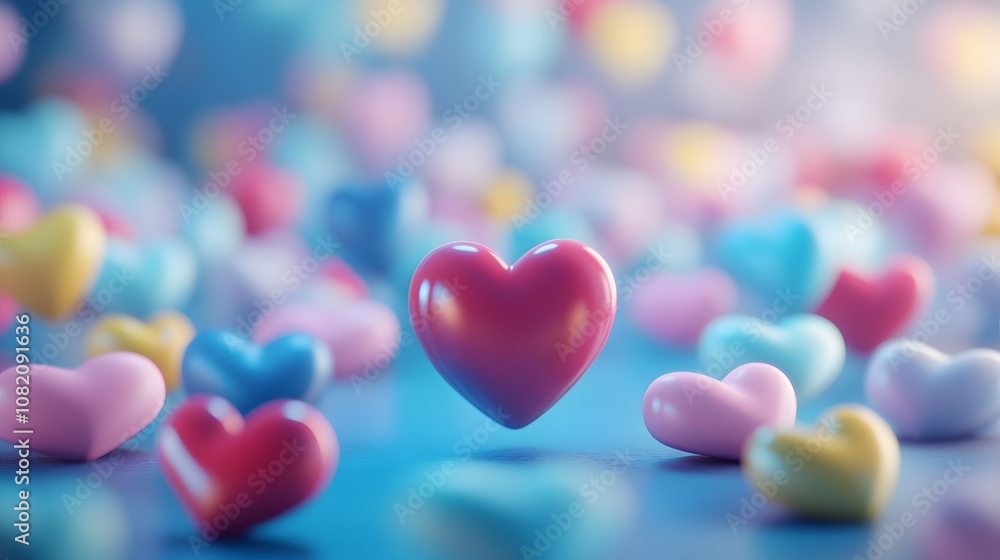 3d floating heart icon for social media background, Valentine Day theme. 3d rendering 3d floating heart icon for social media background, Valentine Day theme. 3d rendering