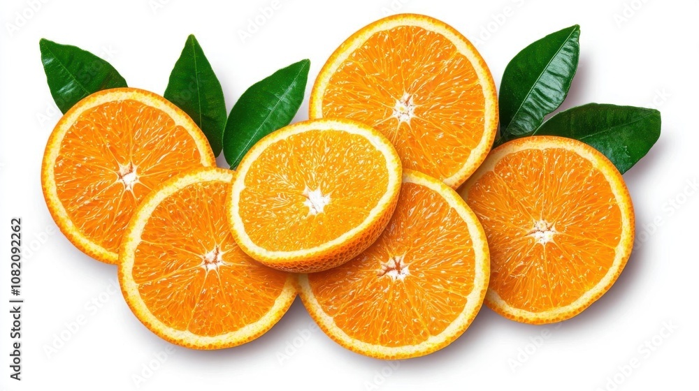 Fototapeta premium A photostock of slices of orange arranged in a circular pattern on isolated on transparent PNG background, High Quality.