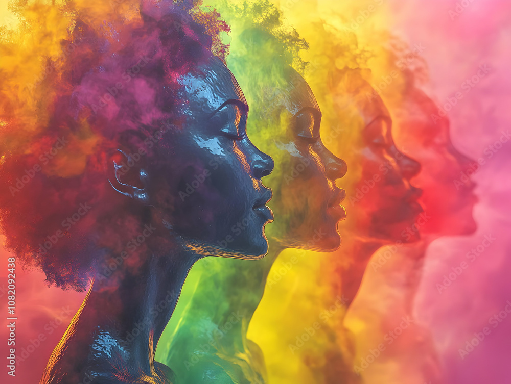 3D Illustration Abstract Background Colorful Smoke Women 3D Illustration Abstract Background Colorful Smoke Women