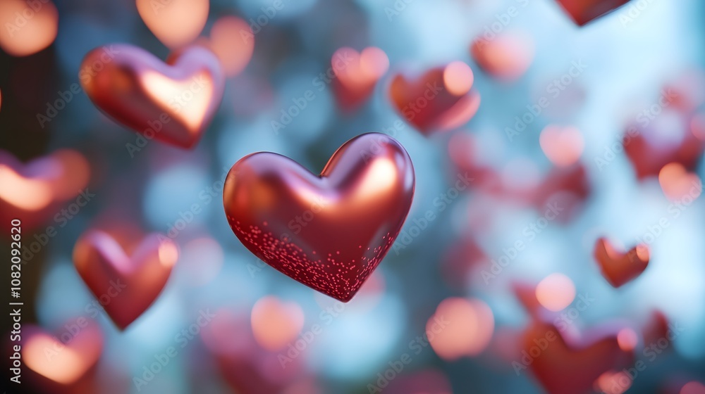 3d floating heart icon for social media background, Valentine Day theme. 3d rendering 3d floating heart icon for social media background, Valentine Day theme. 3d rendering