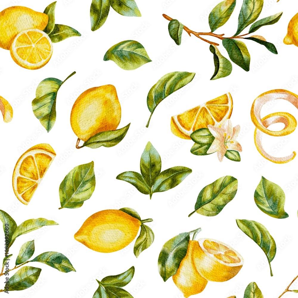 Pattern with lemons on a white background Pattern with lemons on a white background