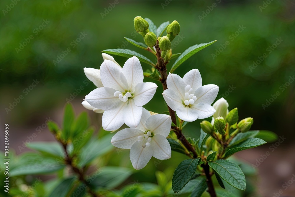 Elegant White Jasmine Flowers Isolated on a Natural Background Elegant White Jasmine Flowers Isolated on a Natural Background