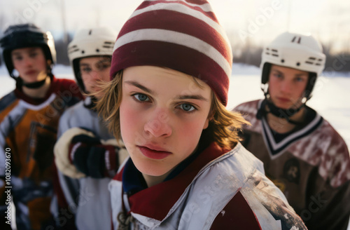 Young hockey players on the ice, showcasing determination and teamwork in their athletic pursuit.