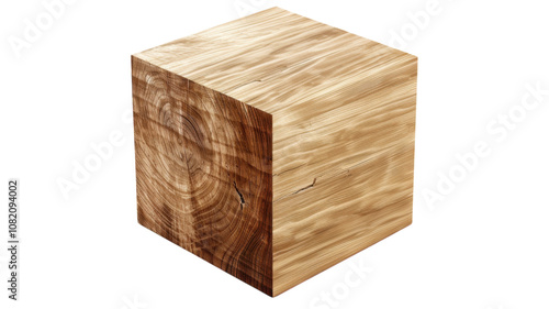 Isolated Wooden Cube on Transparent Background for Design Projects or Educational Materials