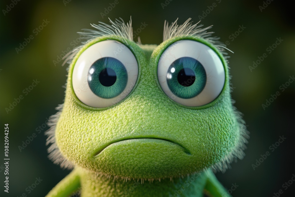 A close-up shot of a green alien with big eyes, suitable for sci-fi or fantasy themes A close-up shot of a green alien with big eyes, suitable for sci-fi or fantasy themes