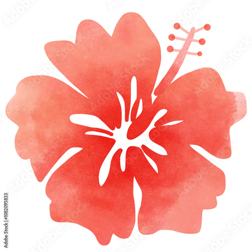 Hibiscus flower silhouettes orange Gradient watercolor