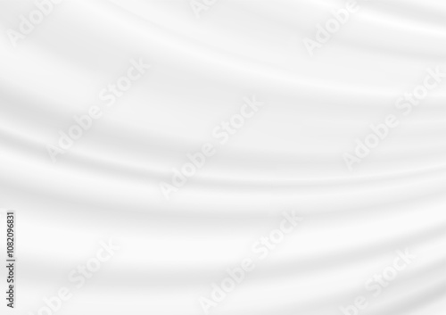 Vector background illustration rippled white fabric. White abstract cloth textile with crease wavy folds background.