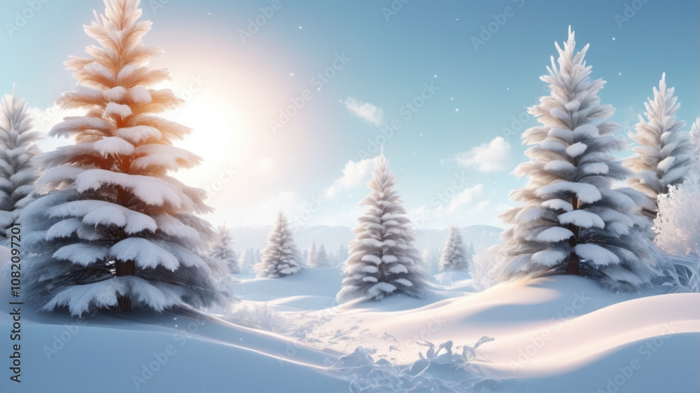 Naklejka premium snow covered pine trees