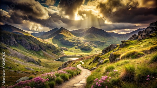 Explore the vintage allure of Pyg Track, Peny Pass, Snowdon, North Walesâ€”stunning mountain views, serene landscapes, inviting hiking trails, and the promise of adventure. photo