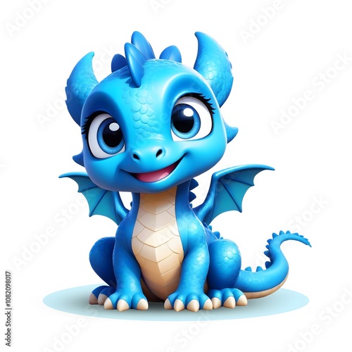 a cute baby blue dragon character - mascots dragon - dragon illustrations