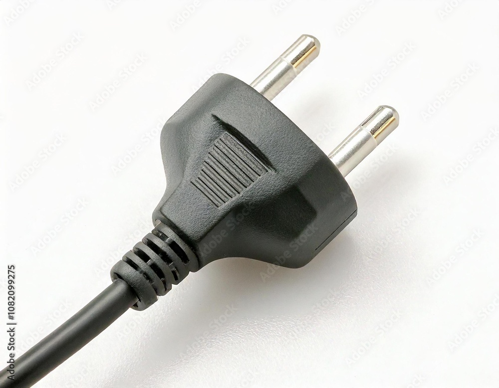 Close-up of a black electrical plug, ideal for power-related concepts and innovation. Close-up of a black electrical plug, ideal for power-related concepts and innovation.