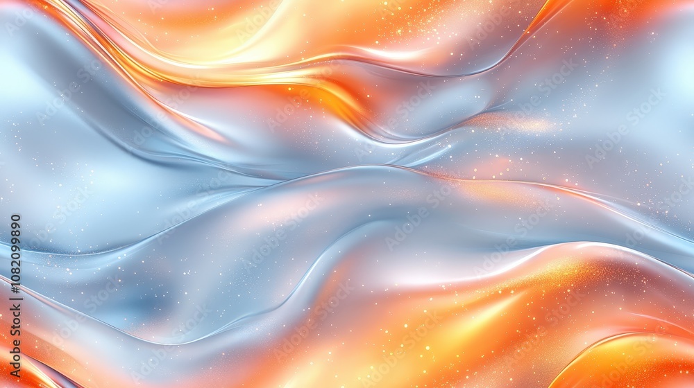 Elegant flowing abstract background with metallic blue and orange waves Elegant flowing abstract background with metallic blue and orange waves
