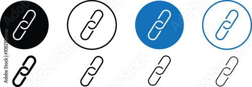 Set of 8 link icons with 1 unexpanded vector & 1 silhouette inside, sleek n simple link icon symbolizing connectivity n navigation ideal for web n digital projects