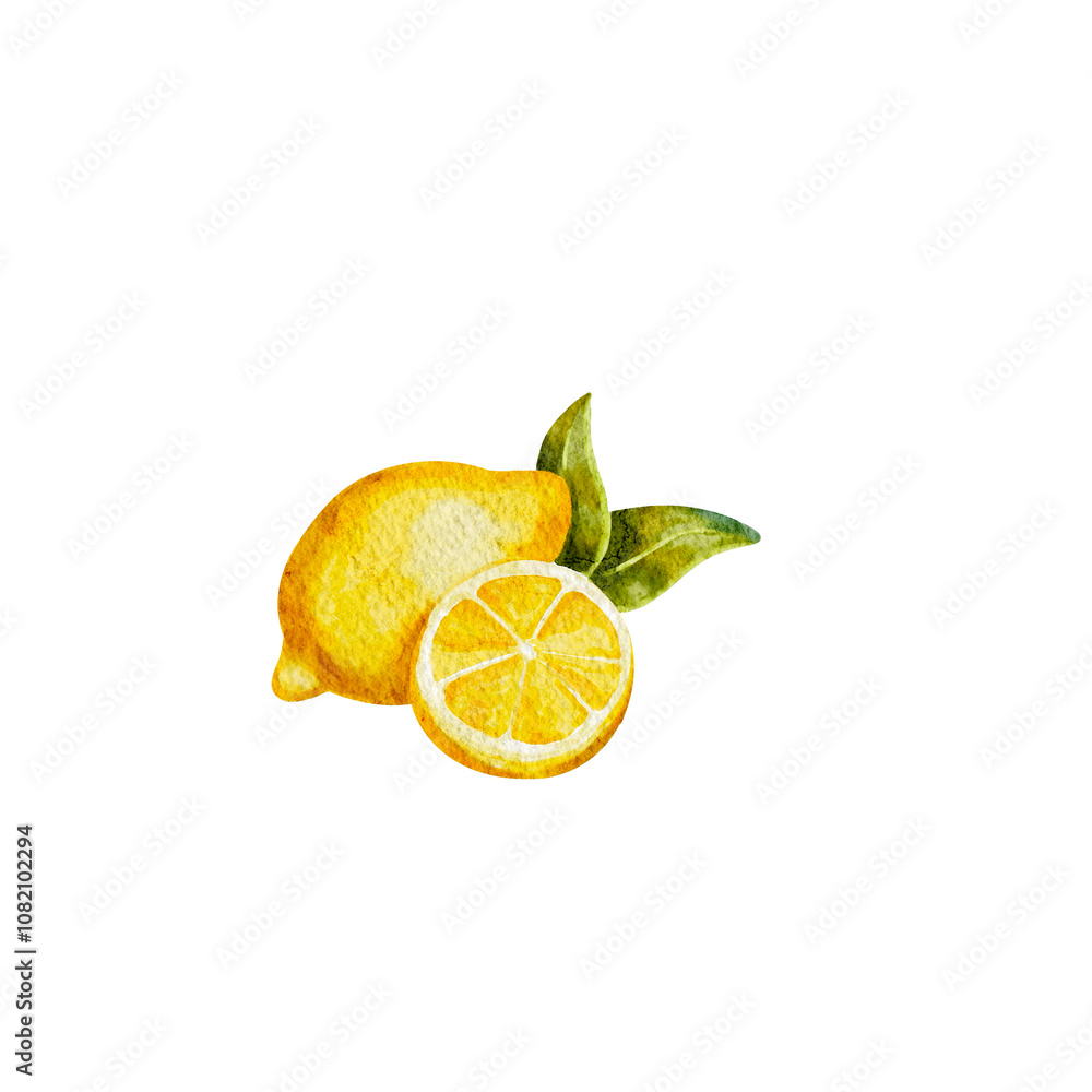 Half a lemon, citrus illustration in watercolor Half a lemon, citrus illustration in watercolor