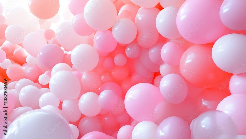 A vibrant array of pink and white balloons creating a playful atmosphere. A vibrant array of pink and white balloons creating a playful atmosphere.