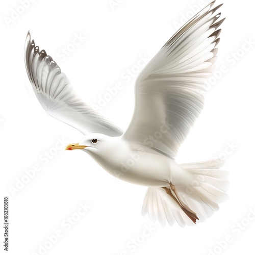 Full profile view of a beautifully illustrated Herring Gull, set against a pure white background.