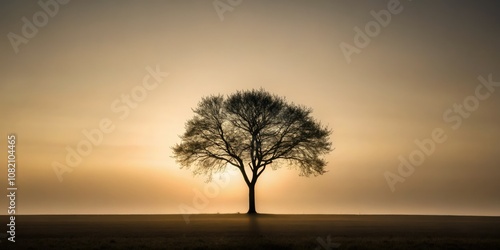 Stylized black tree silhouette captures the essence of nature in minimalist photography, showcasing modern art's elegance through monochrome outdoor landscapes and exquisite designs.