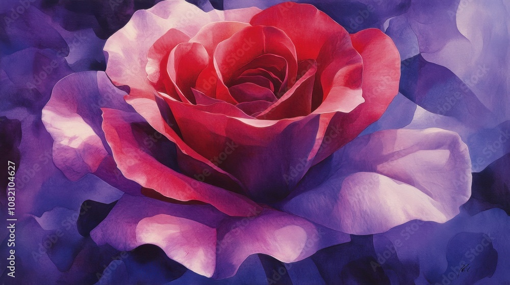 Vibrant Red Rose Blooming Against a Soft Purple Background Showcasing Rich Colors and Delicate Petals for Nature and Floral Enthusiasts Vibrant Red Rose Blooming Against a Soft Purple Background Showcasing Rich Colors and Delicate Petals for Nature and Floral Enthusiasts