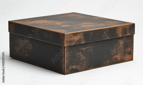 A kraft-style amber color box for mockup on a white isolated background