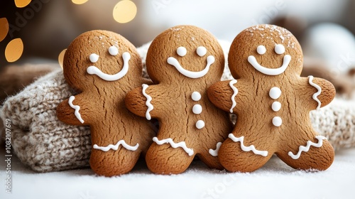 Festive Gingerbread Men:A Classic Christmas Treat.Concept of Holiday cheer, Christmas traditions,baking,festive treats,Food and beverage,baking supplies,holiday decorations,gift-giving.