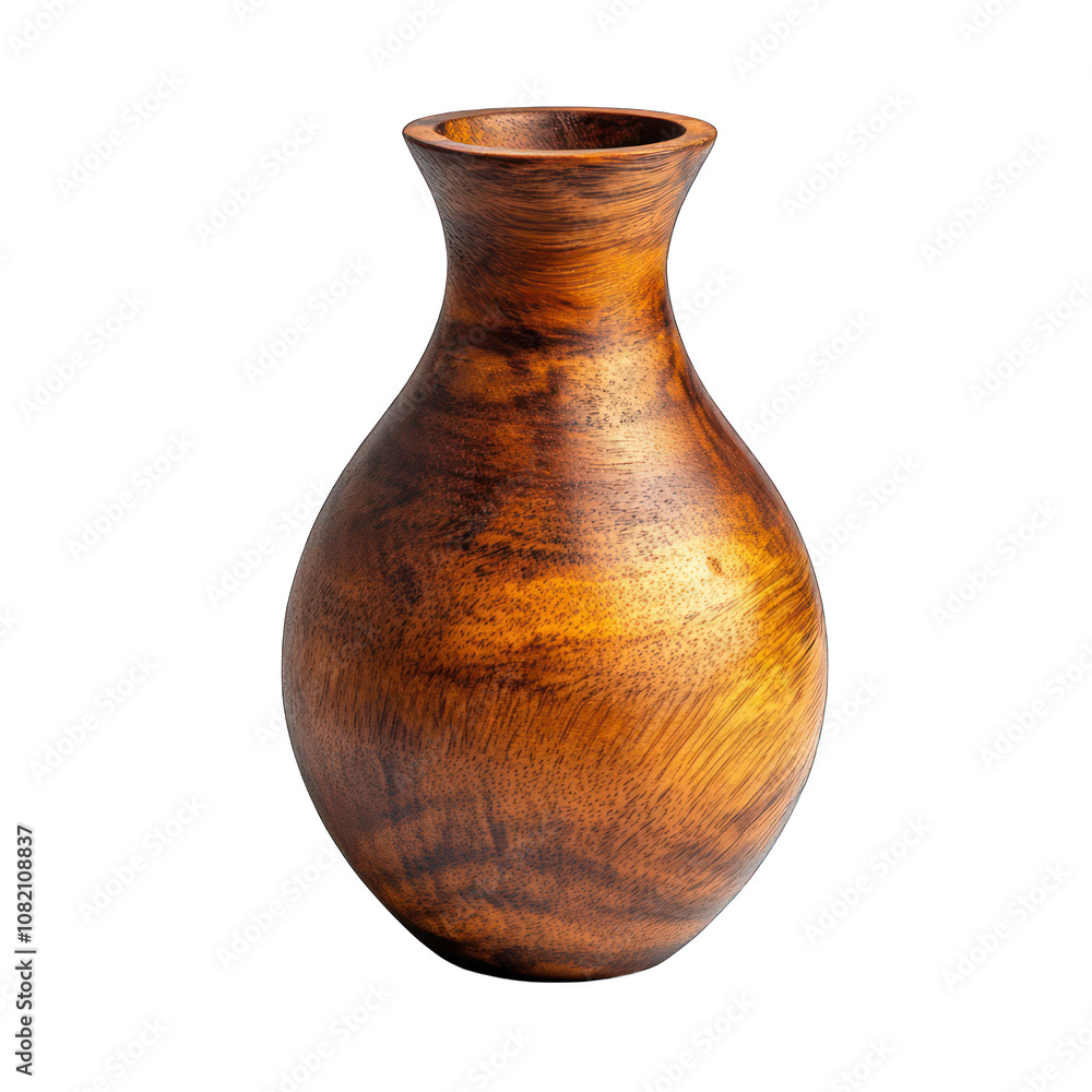 Wooden vase isolated on transparent background