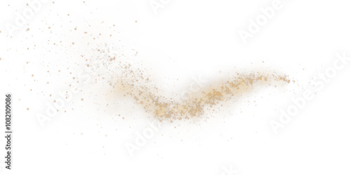 Fantastic smoke background. PNG Magical smoke with glitter and small particles of twinkling stars, fog with glowing particles, golden vapour with stardust. Vector illustration.
