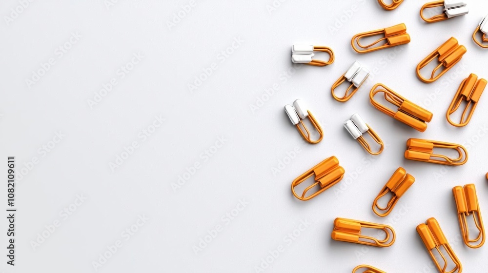 A photostock of a set of white paper clips scattered on isolated on transparent PNG background, High Quality. A photostock of a set of white paper clips scattered on isolated on transparent PNG background, High Quality.