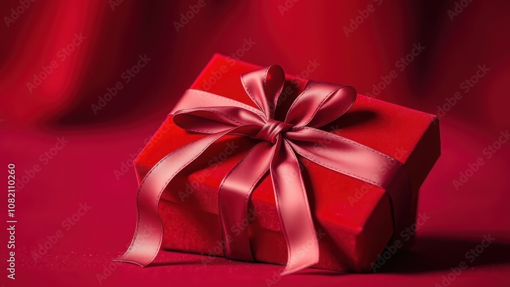 A festive red gift box with a satin ribbon, a symbol of celebration and joy. A festive red gift box with a satin ribbon, a symbol of celebration and joy.
