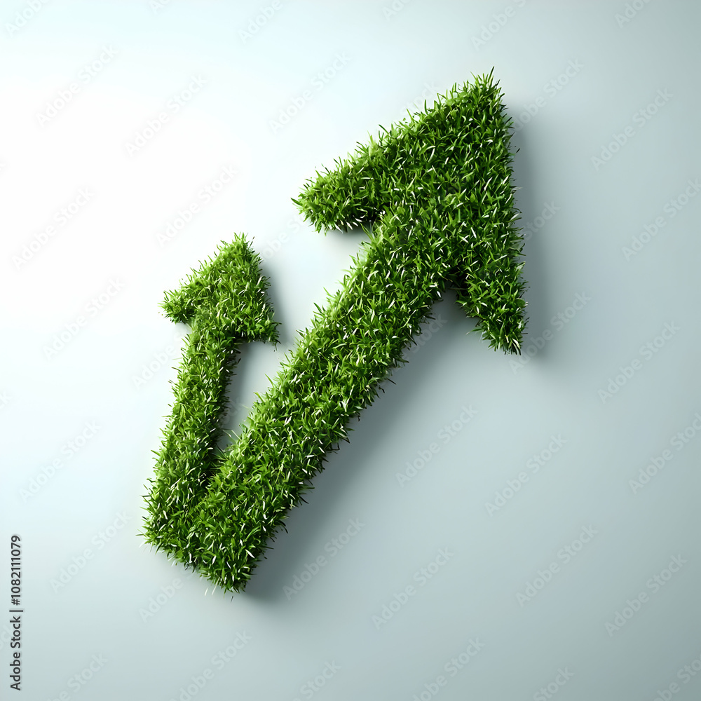 3D Grass Arrow Growth Illustration - Sustainable Progress 3D Grass Arrow Growth Illustration - Sustainable Progress