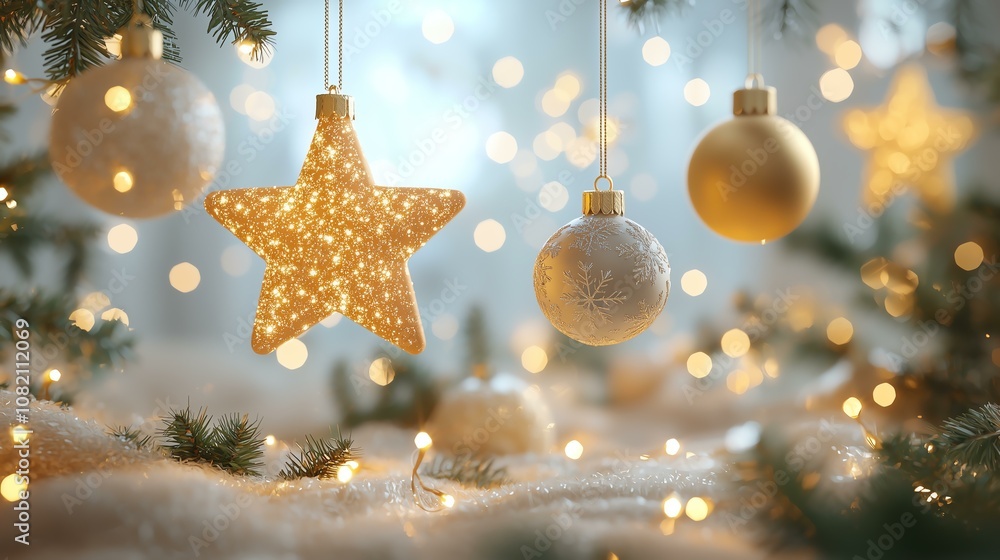 Festive ornaments and lights create a cozy atmosphere for the holiday season. Festive ornaments and lights create a cozy atmosphere for the holiday season.