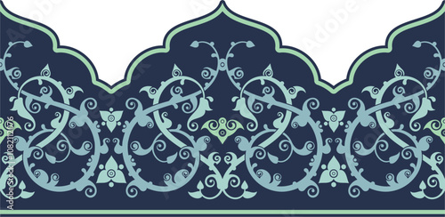 Vector seamless floral ethnic frieze series. Floral ornamental motifs in Eastern, Arabic, Indian, Oriental style. Retro wedding backgrounds, page decorations, damask, fabric, carpet and scarf patterns